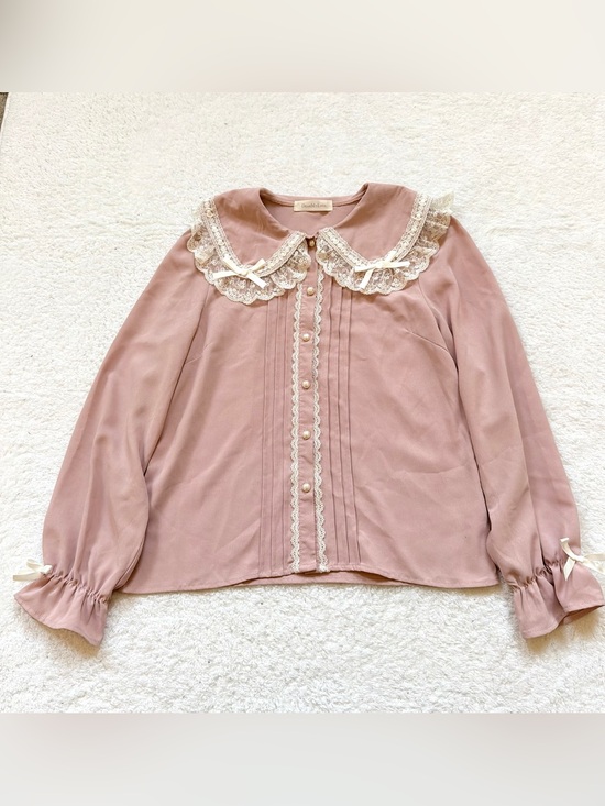Dear my love Tops - Blouse Jirai Kei Ryosan Lolita Lace Tops Japan Idol White Pink Dear My Love Bow
